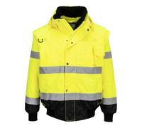 Portwest C465 Hi-Vis 3-in-1 Contrast Bomber Jacket Long Sleeve Waterproof | Yellow/Black, Large, EN ISO 20471 Class 3, EN 343 Class 3:1, EN 342, Regular Fit, Knitted Cuffs and Hem, 2 Side Zip Pockets