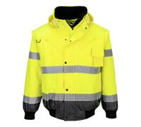 Portwest C465 Hi-Vis 3-in-1 Contrast Bomber Jacket Long Sleeve Waterproof | Yellow/Grey, Small, EN ISO 20471 Class 3, EN 343 Class 3:1, EN 342, Regular Fit, Knitted Cuffs and Hem, 2 Side Zip Pockets