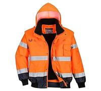 Portwest C465 Hi-Vis 3-in-1 Contrast Bomber Jacket Orange/Navy, Small