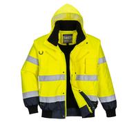 Portwest C465 Hi-Vis 3-in-1 Contrast Bomber Jacket Waterproof Warm - Yellow Navy