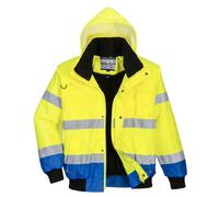 Portwest C465 Hi-Vis Contrast Bomber Jacket - Yellow/Royal