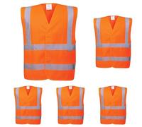 Portwest C470 Reflective Hi Vis Safety Vest Band and Brace Waistcoat Security Traffic Construction Workwear, Orange, XX/3X (Pack of 5)