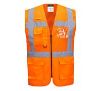 Portwest C496 Madrid Hi-Vis Half Mesh Executive Zipped Breathable Vest - Orange