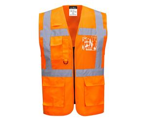 Portwest C496 Madrid Hi-Vis Half Mesh Executive Zipped Breathable Vest - Orange