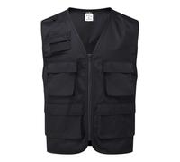 Portwest C704 Work Vest Durable Polycotton Multi Pocket Utility Waistcoat Breathable Mesh Panels Lightweight Cooling Design Tool Storage Radio Loop, Black, S