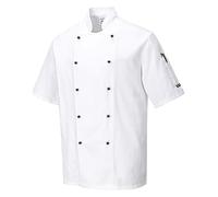 Portwest Kent Mens Chefs Short Sleeve Jacket White 2XL