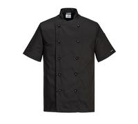 Portwest Kent Mens Chefs Short Sleeve Jacket Black 3XL