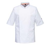 Portwest C738 Chef Jacket Short Sleeve MeshAir Slim Fit White Chefswear