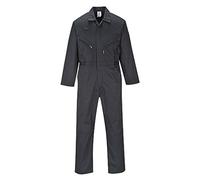 Portwest C813 Liverpool Zip Coverall Side Access Openings 2 Chest Pockets | Black, Large, Durable Polycotton Fabric, 100% Polyester, Action Back, Boiler Suit, Painter Decorator, Construction, Mechanic