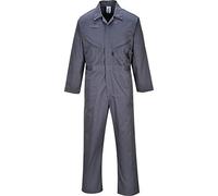 Portwest C813 Men's Liverpool Work Overalls Protective Boiler Suit Polycotton Coveralls Durable Workwear for Mechanics Warehouse Garages DIY Royal Grey, Large