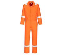 Portwest C814 Iona Lightweight Reflective Cotton Coverall with Pockets - Safety Boiler Suit Workwear Overalls, Orange, M