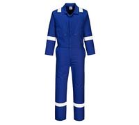 Portwest C814 Iona Lightweight Reflective Cotton Coverall with Pockets - Safety Boiler Suit Workwear Overalls, Royal Blue, M