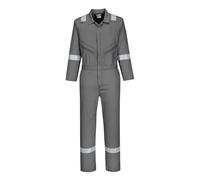Portwest C814 Iona Lightweight Reflective Cotton Coverall with Pockets - Safety Boiler Suit Workwear Overalls, Grey, XXL
