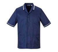 Portwest C820 Men's Classic Tunic Short Sleeve Machine Washable Long Sleeve | Navy, X Large, UPF 50+, Regular Fit, Bartacked at All Stress Points, Two Lower Patch Pockets, Concealed Zip Opening, Security