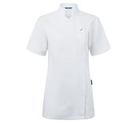 Portwest C824 Women’s Tunic Short Sleeve Workwear Durable Polycotton Fabric Stretch Panelling Side Vents Concealed Zip Action Back Professional Fit Catering Uniform, White, S