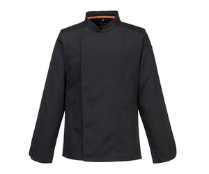 Portwest C846 Chef Jacket MeshAir Pro Stretch Long Sleeve Slim Fit Durable Twill Breathable Concealed Stud Front Texpel Finish Catering Workwear