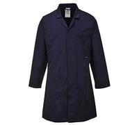 Portwest C852 Mens Engineering Lab Coat Kingsmill Polycotton 245g Hardwearing Industrial Workwear Concealed Stud Food Hygiene Laboratory Warehouse Smock Chore Jacket, Navy, XXXL