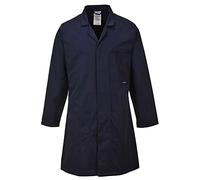 Portwest C852 Mens Engineering Lab Coat Kingsmill Polycotton 245g Hardwearing Industrial Workwear Concealed Stud Food Hygiene Laboratory Warehouse Smock Chore Jacket, Navy, 4XL