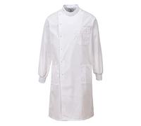 Portwest C865 Howie Texpel Finish Lab Coat with Pockets - Water Repellent Durable Lab Workwear Jacket, White, XS