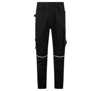 Portwest CD846 WX2 Eco Craft Trousers Durable Polycotton Sustainable Workwear 4 Way Stretch Slim Fit Multi Pocket Design Knee Pad Pockets Reinforced Utility Pants, Short, Black , 36