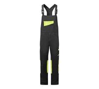 Portwest CD850 WX2 Eco Stretch Bib and Brace Durable Workwear with Recycled Polycotton Fabric Multi Pocket Design Flexible Fit Bottom Loading Knee Pad Pockets Sustainable, Black/Yellow, 4XL