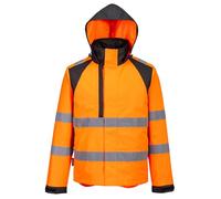 Portwest CD860 WX2 Eco Hi-Vis Rain Jacket Waterproof | Reflective Tape, High Visibility, Breathable, Storm Flap, Hooded, Multi Pocket