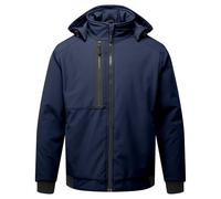 Portwest CD874 WX2 Eco Hooded Softshell Jacket Water-Resistant Windproof Insulated Recycled Fabric Durable Workwear for Warmth and Comfort in Outdoor Use, Dark Navy, L