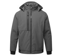 Portwest CD874 WX2 Eco Hooded Softshell Jacket Water-Resistant Windproof Insulated Recycled Fabric Durable Workwear for Warmth and Comfort in Outdoor Use, Metal Grey, M