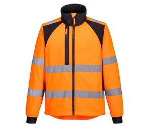 Portwest CD875 WX2 Eco Hi-Vis Softshell Jacket Water Resistant | Orange/Black, Medium, Reflective, High Visibility, Breathable, Windproof, Stretch, Recycled