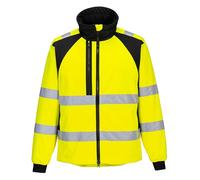 Portwest CD875 Men's WX2 Hi Vis Softshell Jacket - Windproof Water Resistant High Visibility Reflective Eco Safety Jacket Yellow/Black, Large