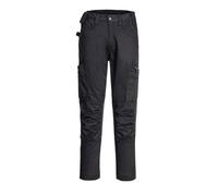 Portwest CD881 WX2 Eco Stretch Trade Trousers Durable Work Pants with Flex Panels Multiple Pockets Knee Pad Inserts UPF 40+ Protection for Construction, Black, 38