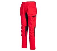 Portwest CD883 Eco WX2 Stretch Holster Multi Pocket Work Trousers Mens Cargo Safety Combat Pants with Knee Pad Pockets Deep Red, Size 34
