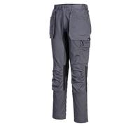Portwest CD883 Eco WX2 Stretch Holster Multi Pocket Work Trousers Mens Cargo Safety Combat Pants with Knee Pad Pockets Metal Grey, Size 34