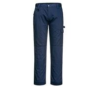 Portwest CD884 Super Work Trousers Durable Sitewear Kneepad Pockets Safety Cargo Pants Adjustable Fit Multi Function Construction Modern Workwear, Navy, Short, 36