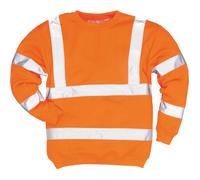 Portwest B303 Men's Comfort Hi-Vis Long Sleeve Sweatshirt - Lightweight Reflective Class 3 Safety Security High Viz Workwear, Orange, 5XL