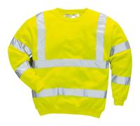 Portwest B303 Men's Comfort Hi-Vis Long Sleeve Sweatshirt - Lightweight Reflective Class 3 Safety Security High Viz Workwear, Yellow, XXL