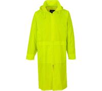 Portwest S438 Classic Waterproof Long Rain Coat with Hood - Lightweight Breathable Hiking Outdoor Mac Jacket, Yellow, M