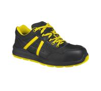 Portwest Composite Leather and Mesh Trainer S1P SRC Black/Yellow Size 43