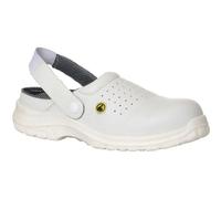 Portwest Portwest Compositelite ESD Perforated Safety Clog SB AE, Size: 44, Colour: White, FC03WHR44