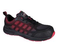 Portwest Compositelite Ogwen Low Cut Trainer S1P, Color: Black/Red, Size: 36, FT35BKD36