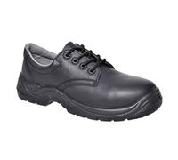 Portwest FC14 Composite Action Leather Low Shoe Lightweight Non-Metallic Safety Footwear Slip-Resistant Oil-Resistant Antistatic Protective Toecap Midsole Durable Padded Collar Workwear, Black, 36