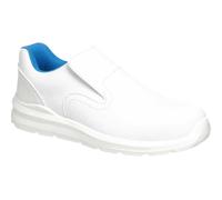 Portwest FD62 Slip On Safety Trainer S2 SRC With Wipe Clean Water Resistant Microfibre Upper, Metal Free Toe Protection And Cushioned Heel For Food And Pharmaceutical Environments, White, 9