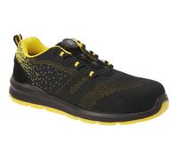Portwest Compositelite Wire Lace Knit Safety Trainers Black / Yellow Size 11