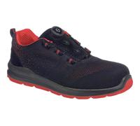 (Black/Red, UK 5.5) Portwest Compositelite Wire Lace Safety Trainer Knit S1P