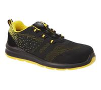 Portwest Compositelite Wire Lace Knit Safety Trainers Black / Yellow Size 9