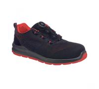 Portwest Compositelite Wire Lace Safety Trainer Knit S1P - Black/Red - Size 10