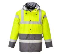 Portwest S466 Men's Waterproof Hi Vis Traffic Jacket - Reflective Safety Coat Yellow/Grey, 3X-Large