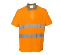 Mens Hi-Viz Cotton Comfort Polo Shirt 40+ UPF Rated Moisture Wicking Fabric
