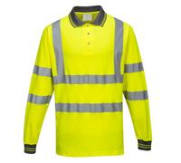 Portwest Cotton Comfort Polo Long Sleeve Yellow Size: L Colour: Yellow L