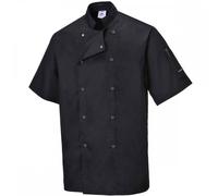 Portwest Cumbria Chefs Short Sleeve Jacket Black 3XL
